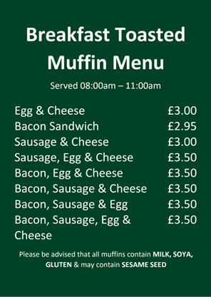 Calman Café Breakfast Menu