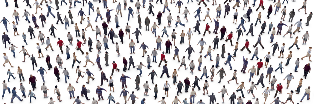 An image of a crowd or people icons on a white background